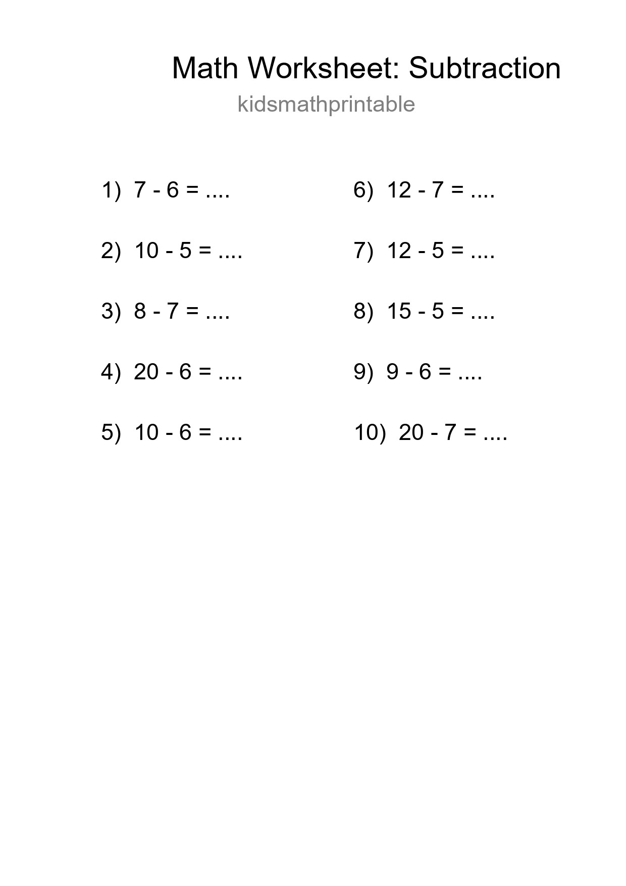 Free 10 Subtraction Math Worksheet For Grade 2 With Answers - Part 85