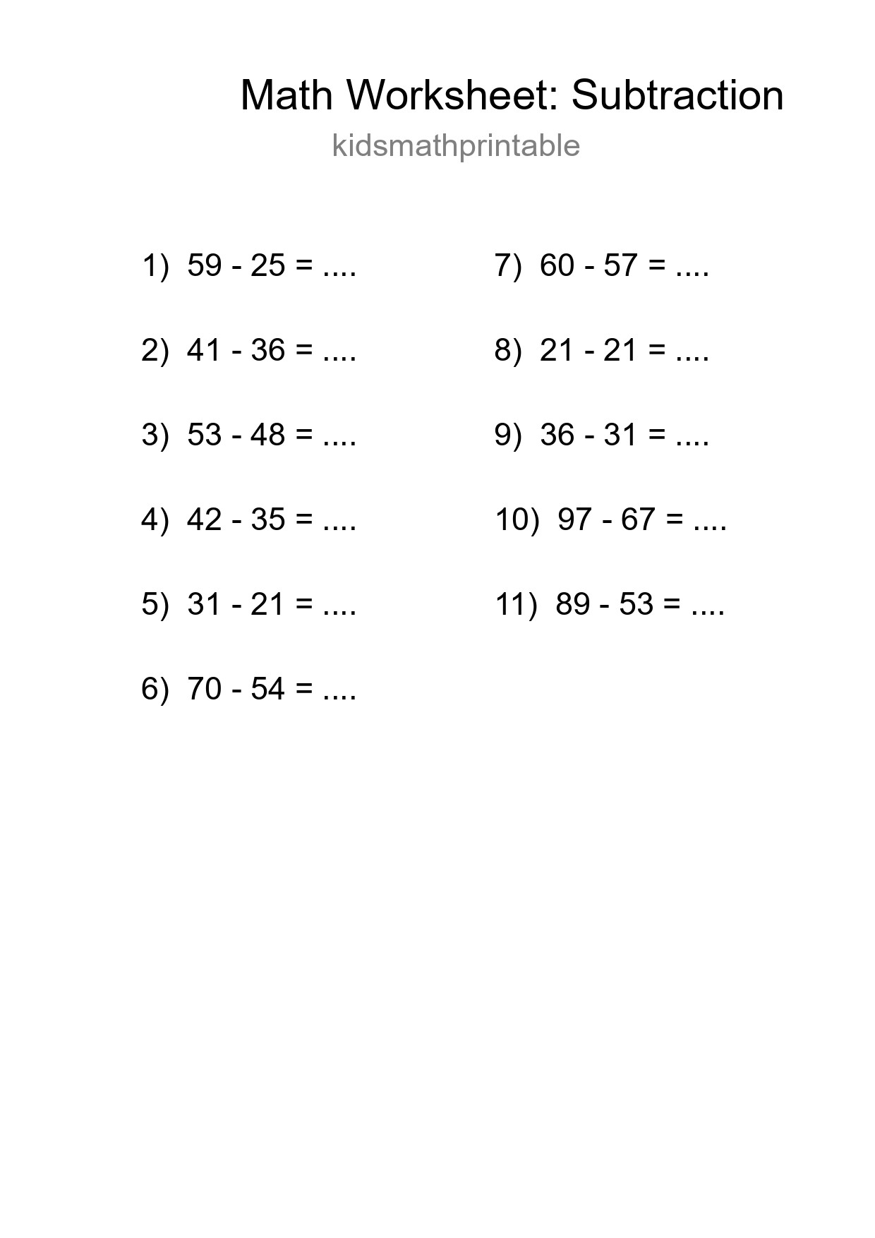 Free 11 Subtraction Math Worksheet For Grade 3 With Answers - Part 129
