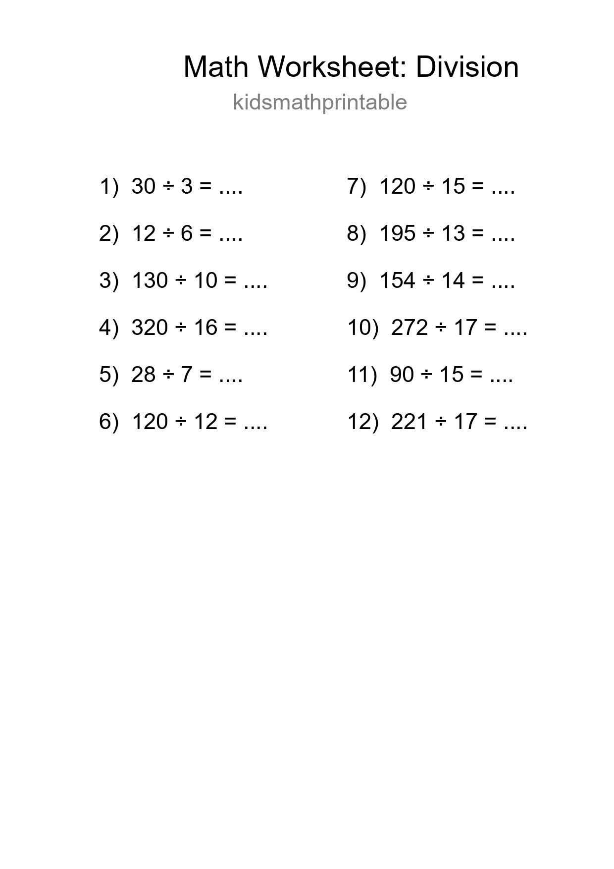 Free 12 Division Math Worksheet For Grade 2 With Answers - Part 202