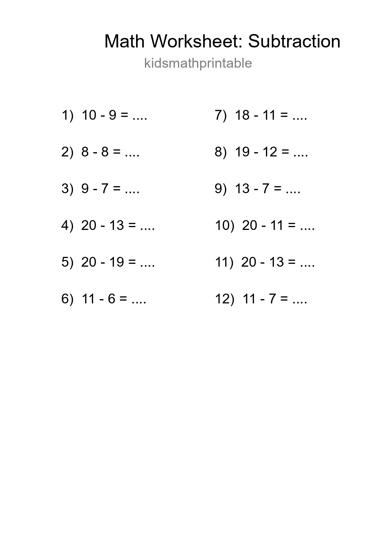 Free 12 Subtraction Math Worksheet For Grade 2 With Answers - Part 239