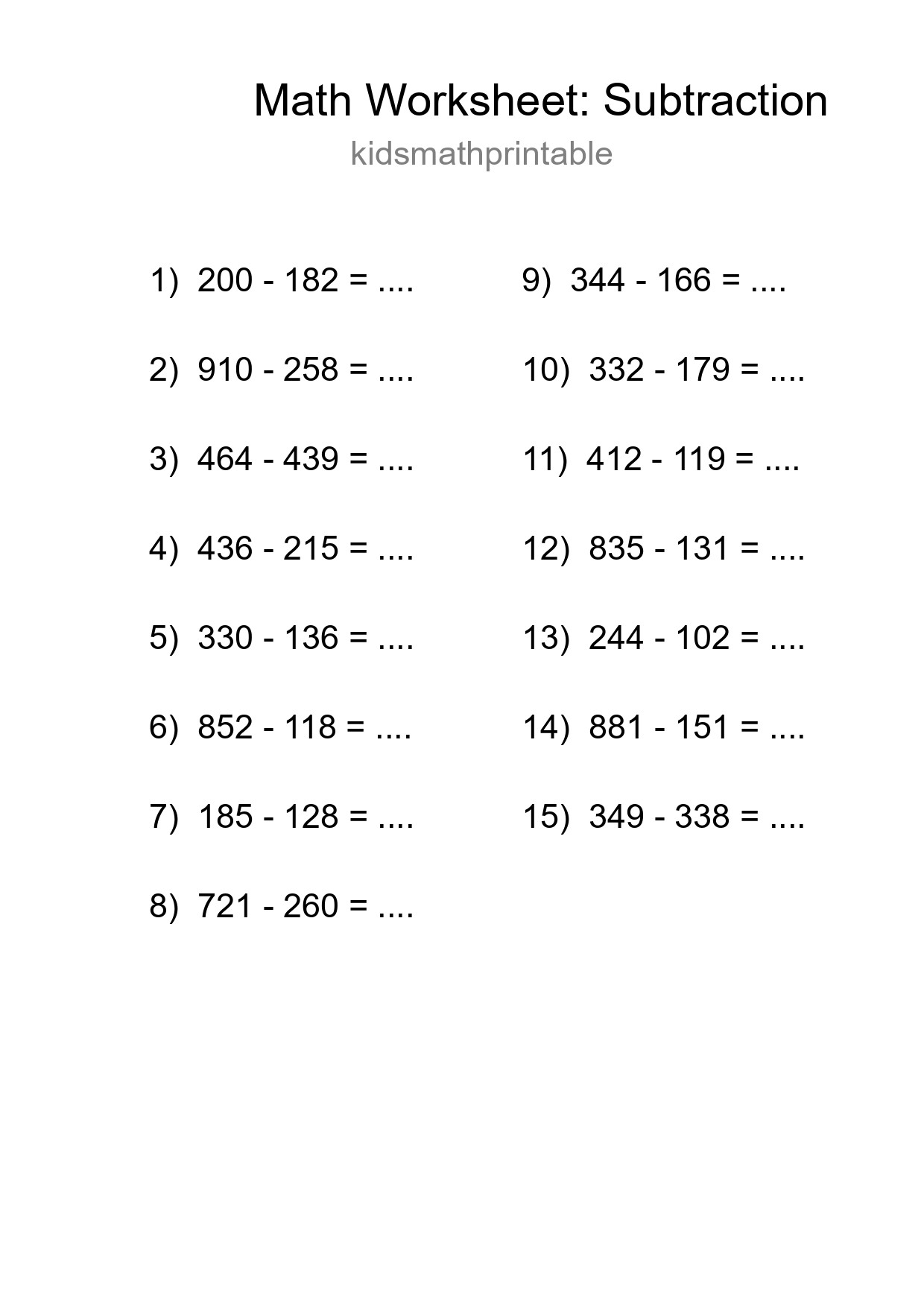 Free 15 Subtraction Math Worksheet For Grade 5 With Answers - Part 96