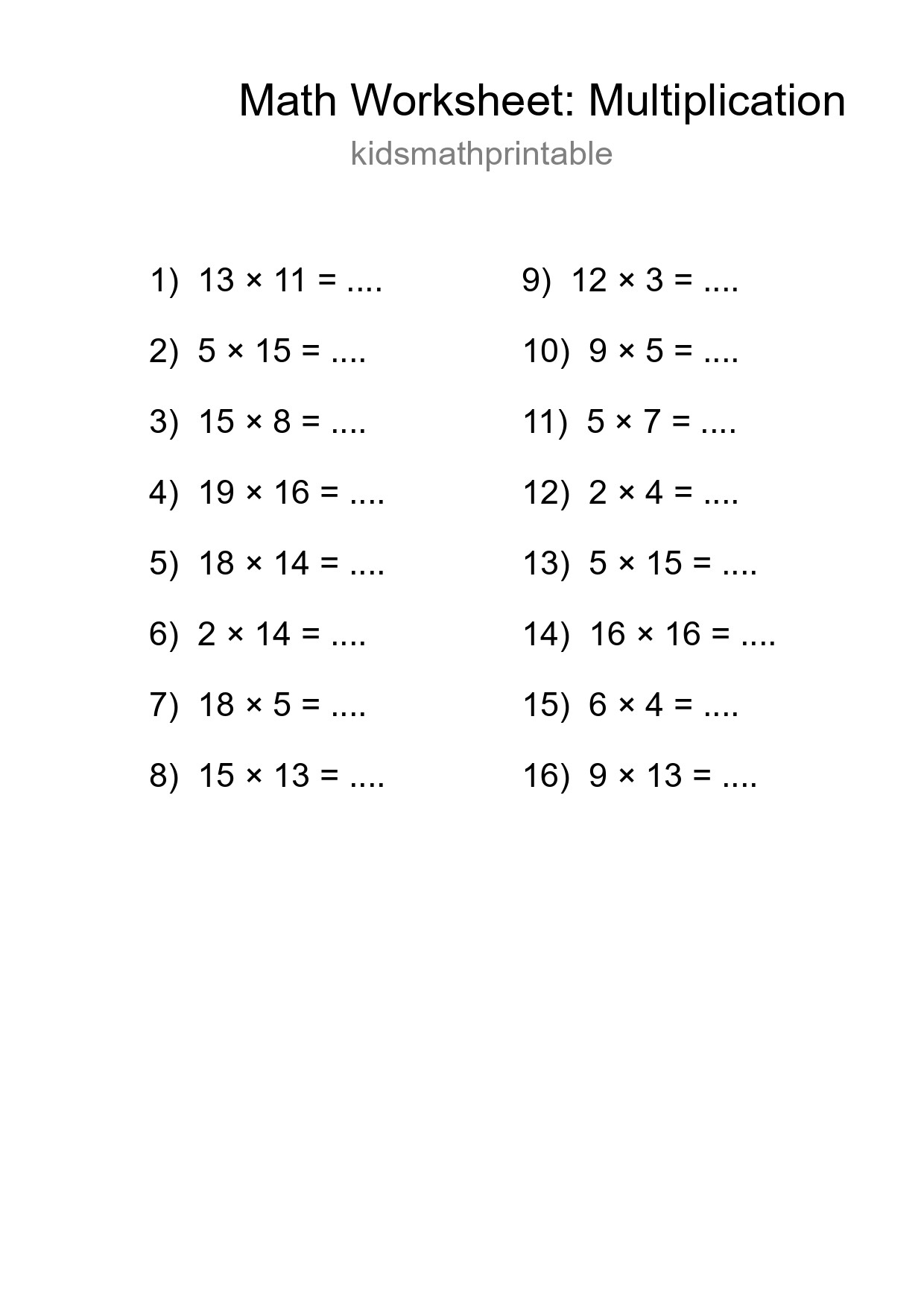 Free 16 Multiplication Math Worksheet For Grade 2 - Part 18