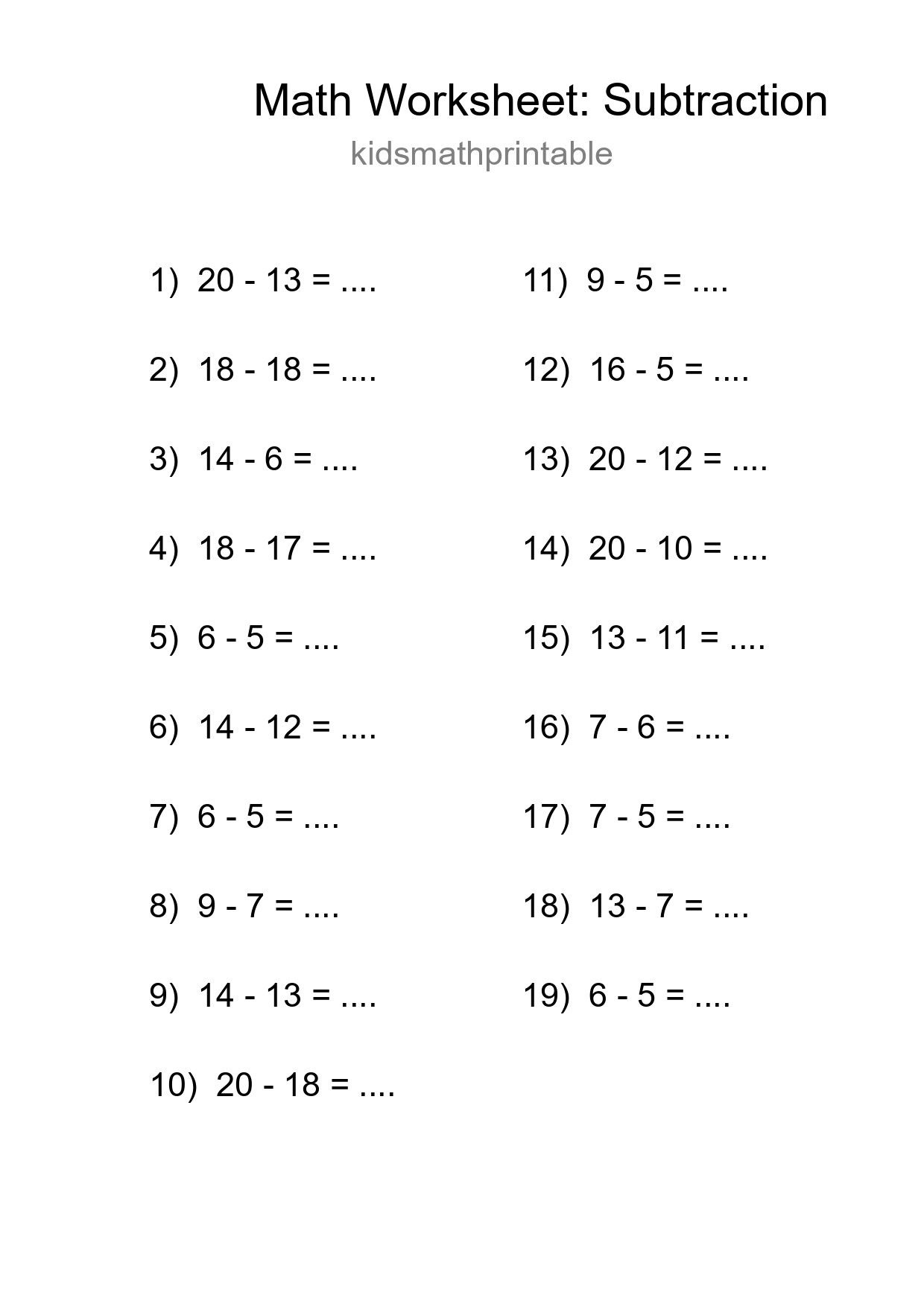 Free 19 Subtraction Math Worksheet For Grade 2 - Part 52