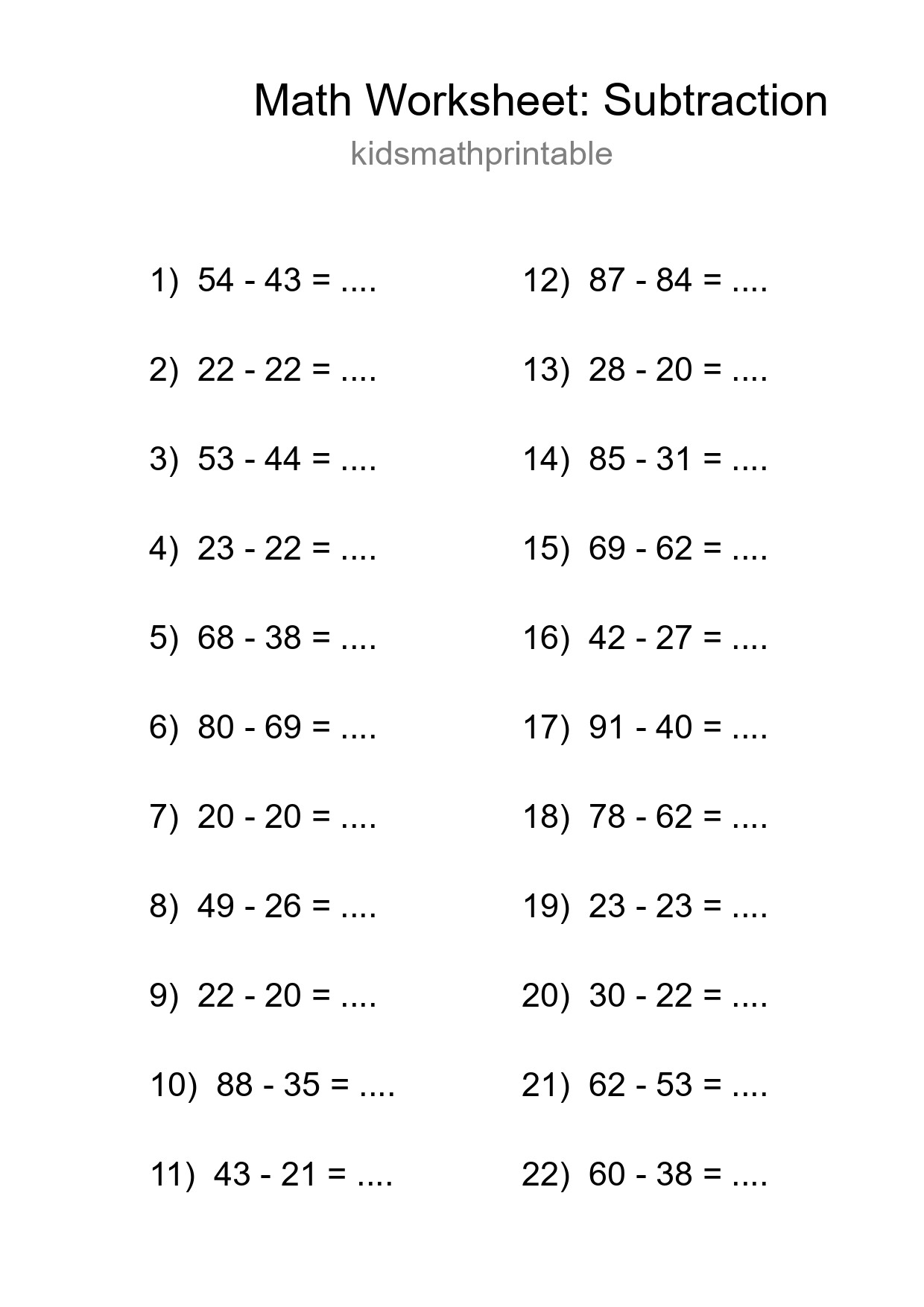 Free 22 Subtraction Math Worksheet For Grade 3 With Answers - Part 206