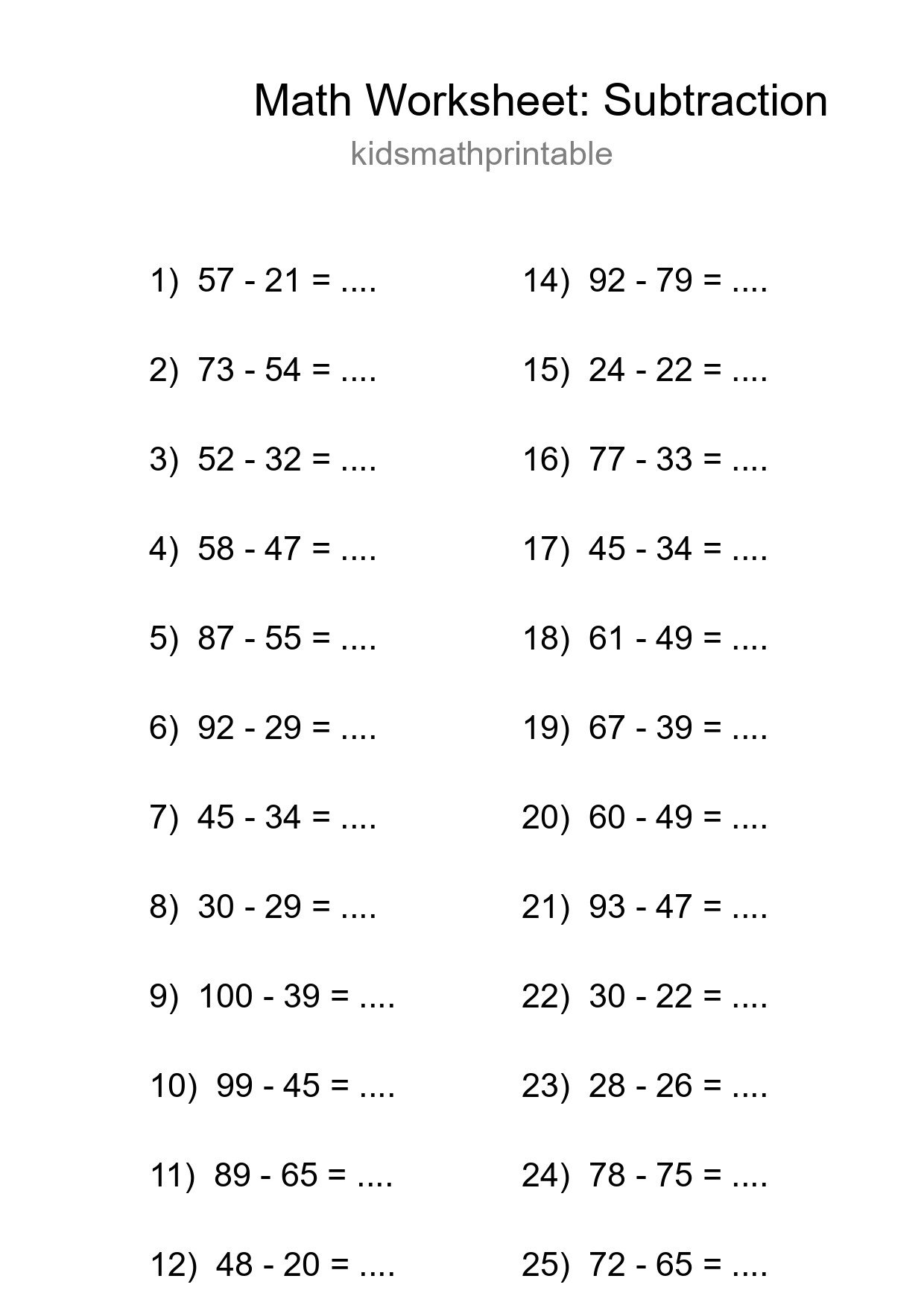 Free 26 Subtraction Math Worksheet For Grade 3 - Part 294