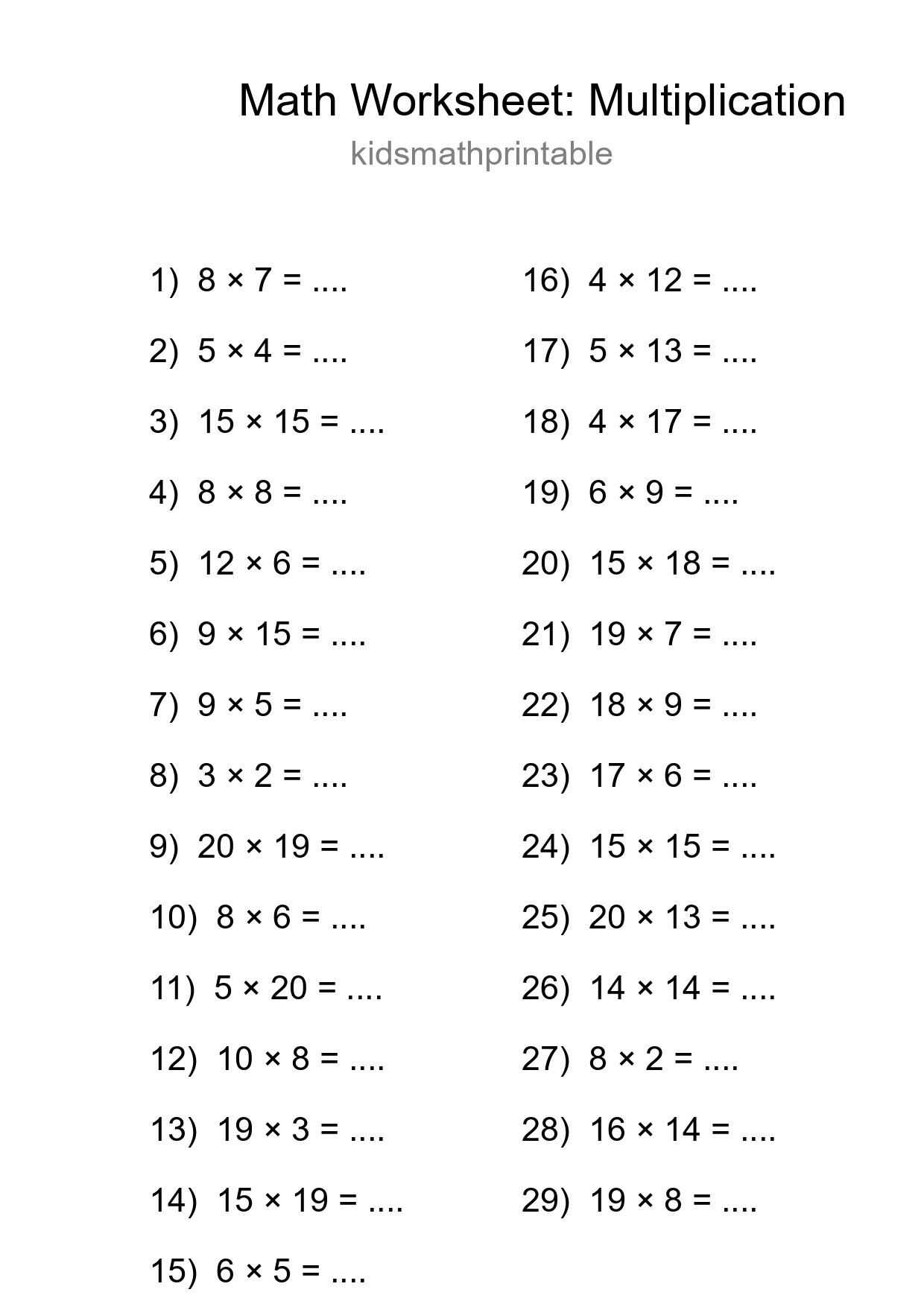 Free 29 Multiplication Math Worksheet For Grade 2 With Answers - Part 161