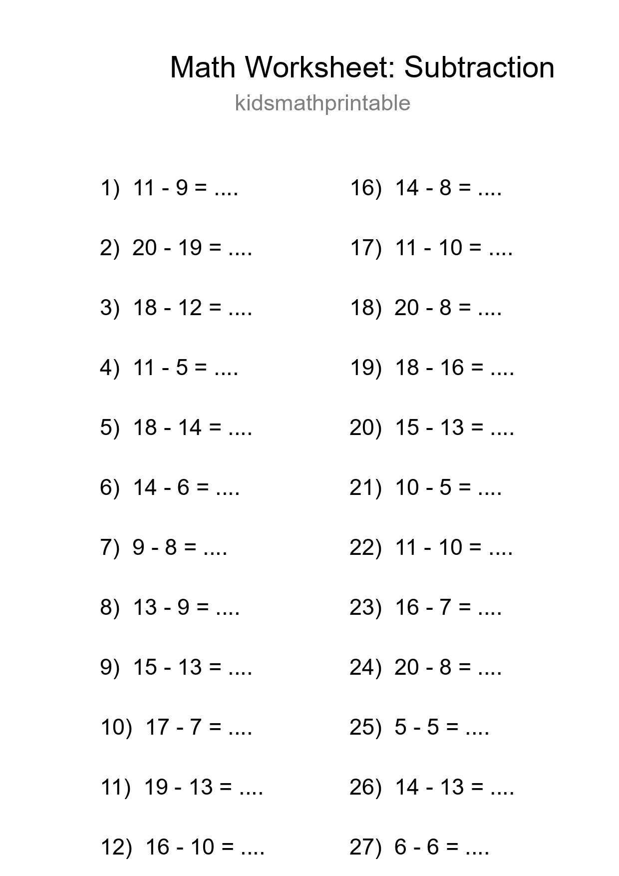 Free 30 Subtraction Math Worksheet For Grade 2 - Part 8
