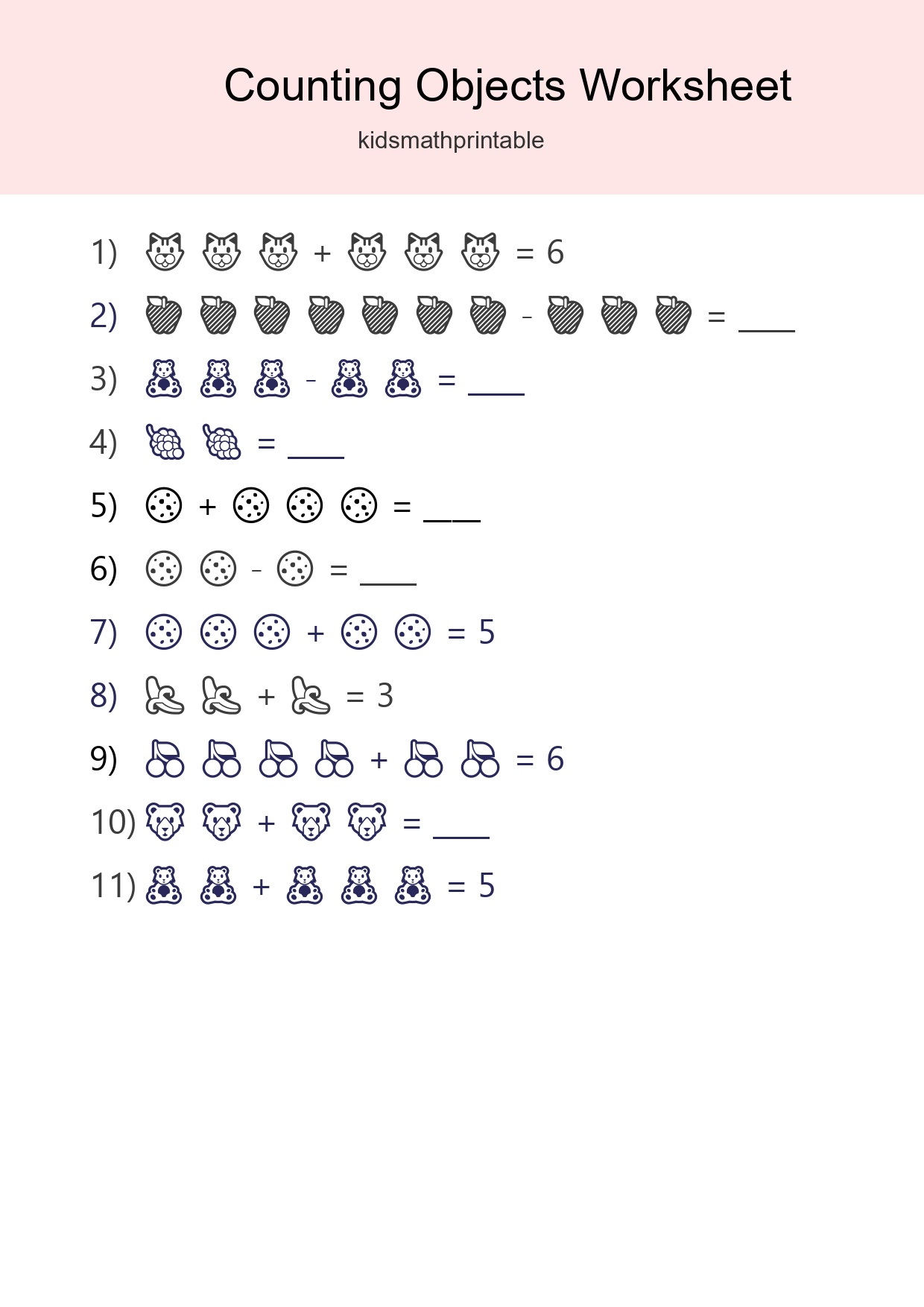Free Counting Objects Worksheet For Kindergarten - Part 168