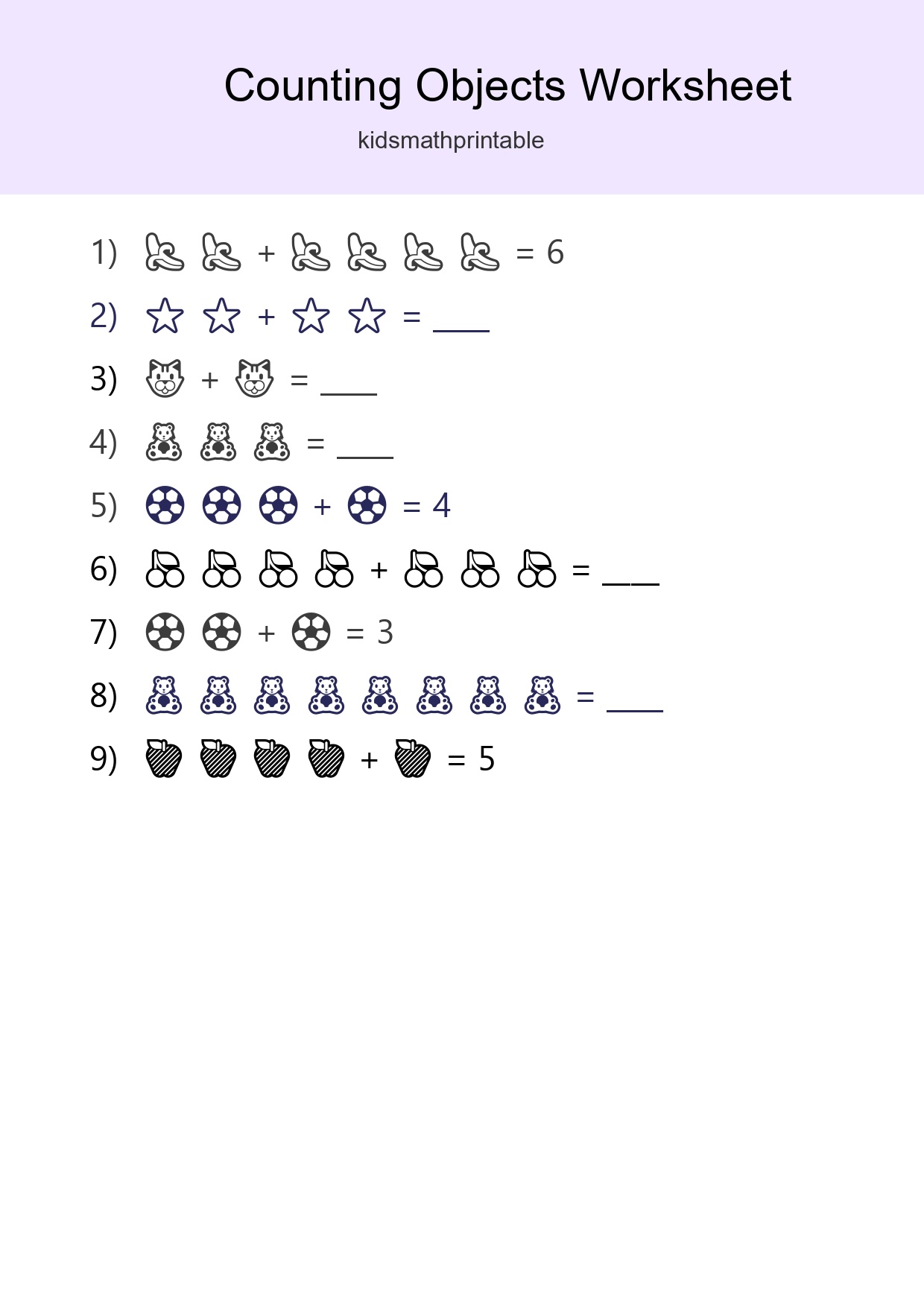 Free Counting Objects Worksheet For Kindergarten Printable - Part 201