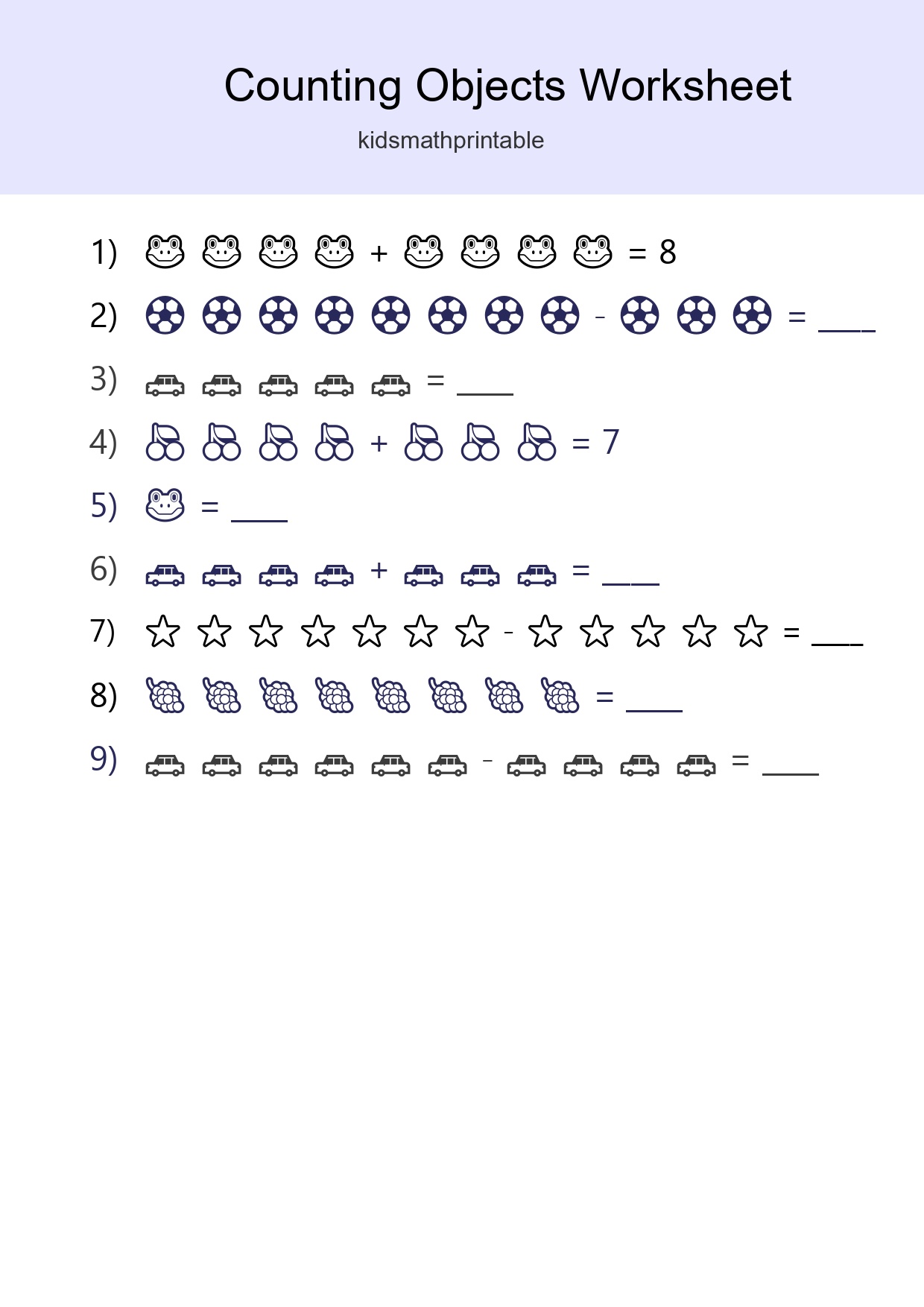 Free Counting Objects Worksheet For Kindergarten Printable - Part 58