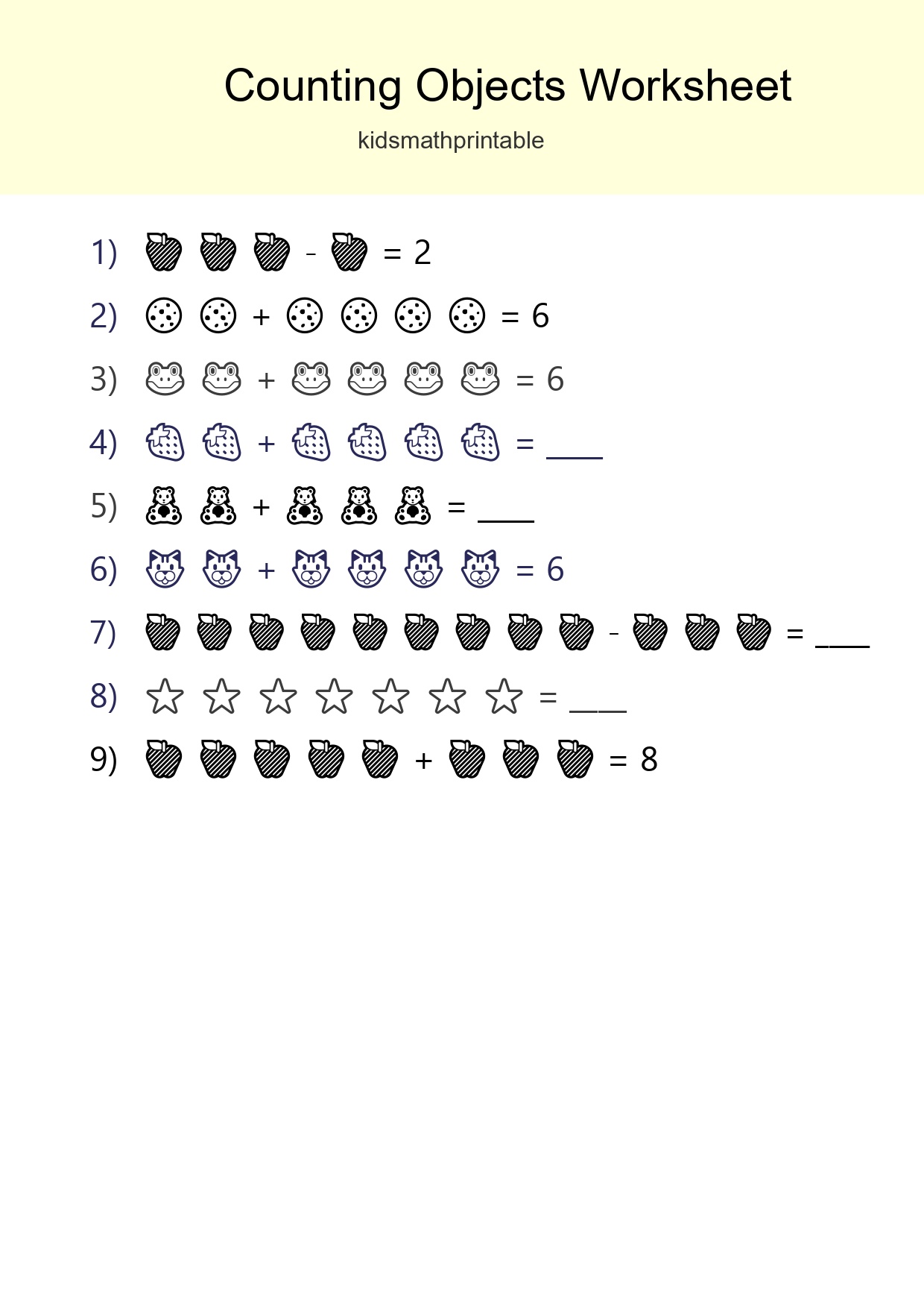 Free Counting Objects Worksheet For Kindergarten Printable - Part 91