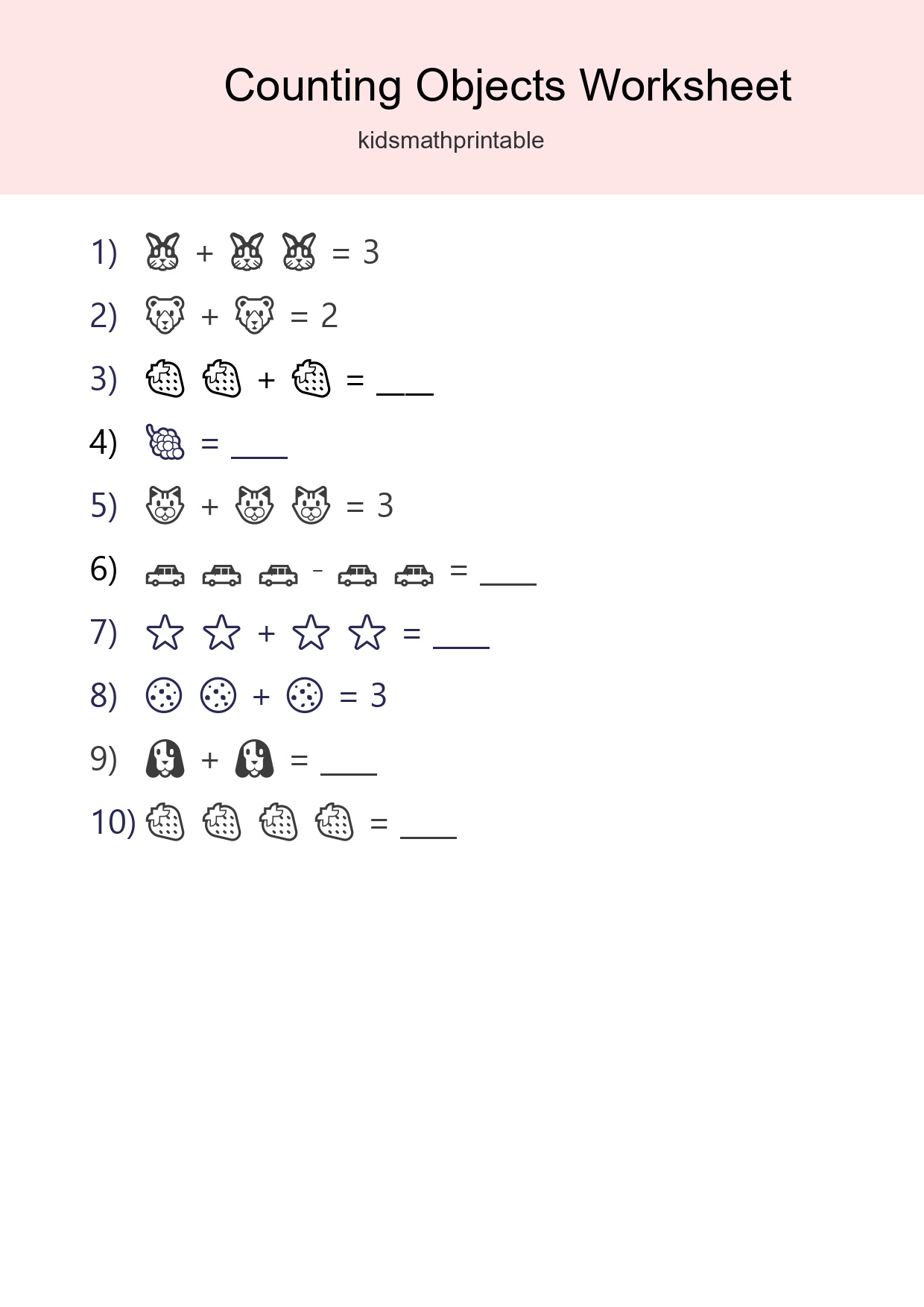 Free Counting Objects Worksheet For Pre-K - Part 190