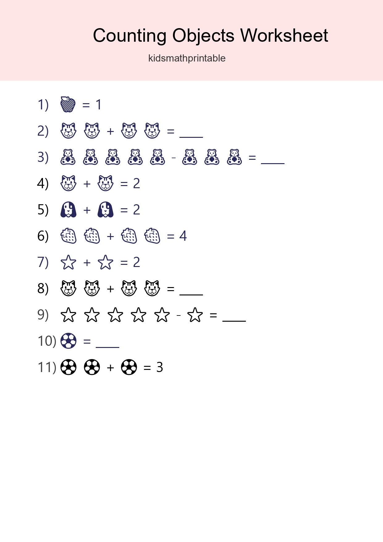 Free Counting Objects Worksheet For Pre-K - Part 223