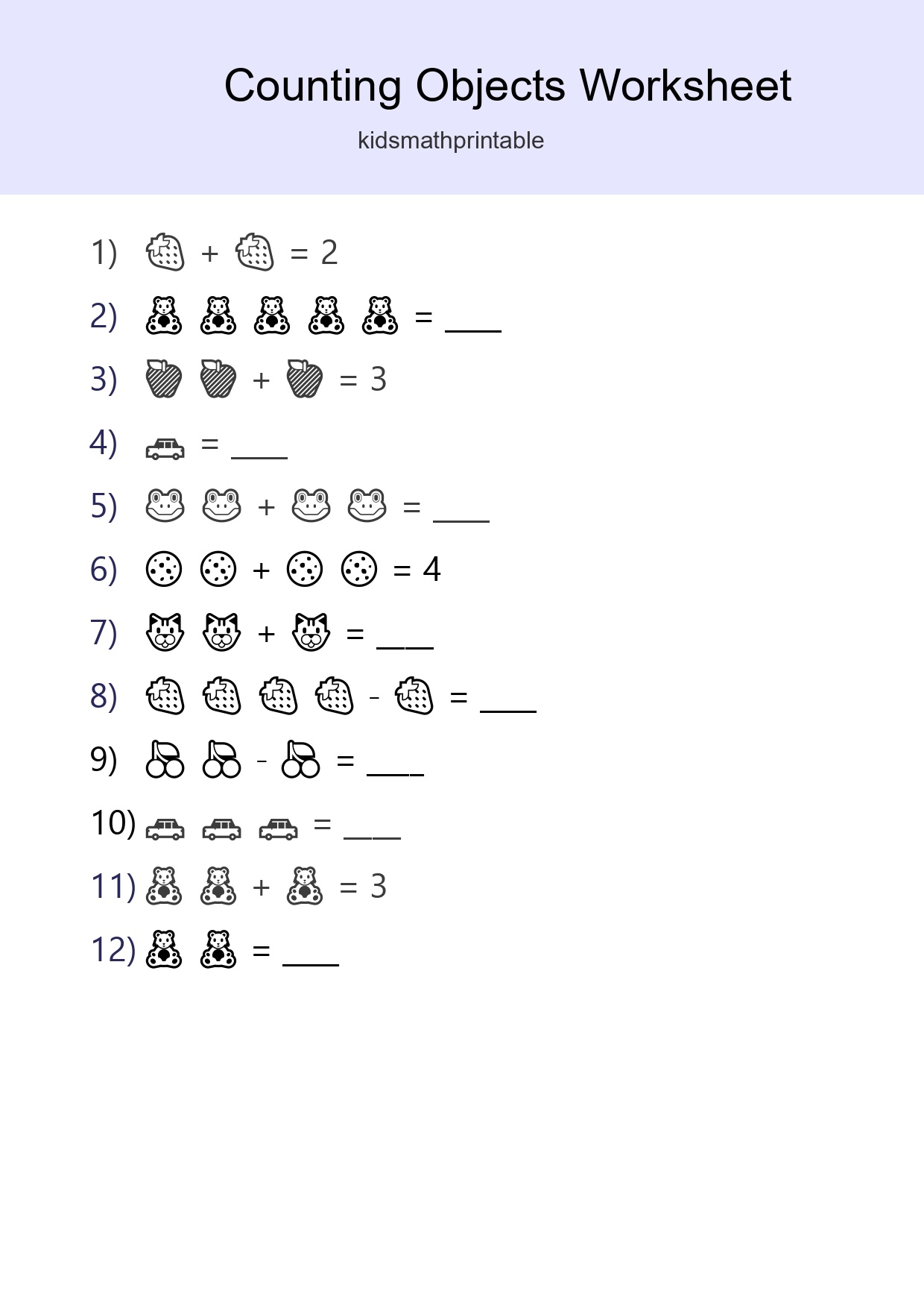 Free Counting Objects Worksheet For Pre-K Printable - Part 278