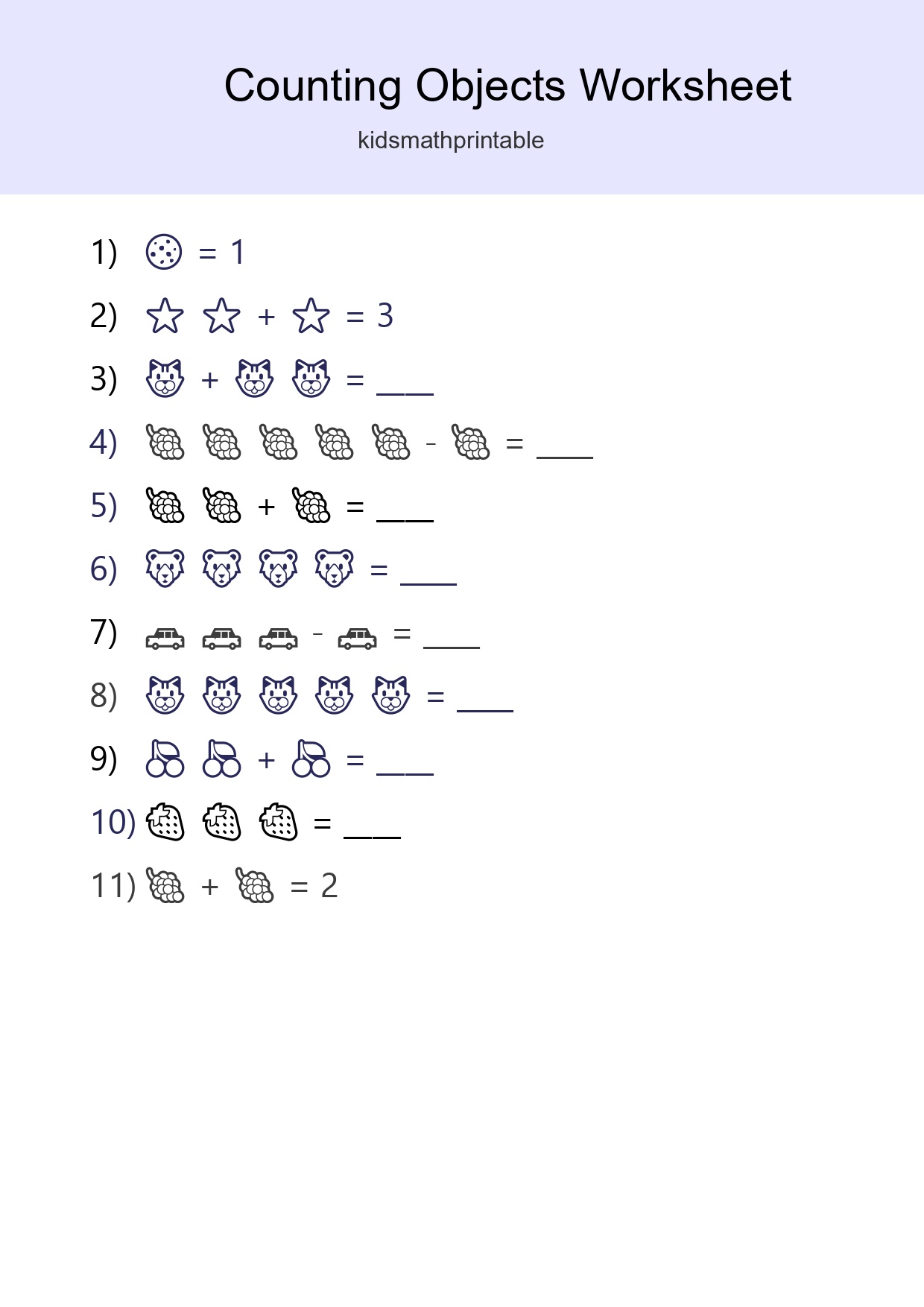 Free Counting Objects Worksheet For Pre-K Printable - Part 289