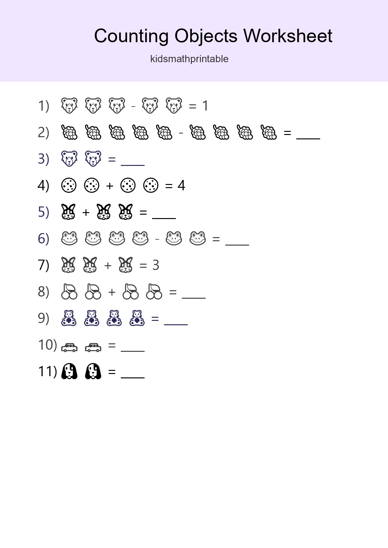 Free Counting Objects Worksheet For Pre-K Printable - Part 300