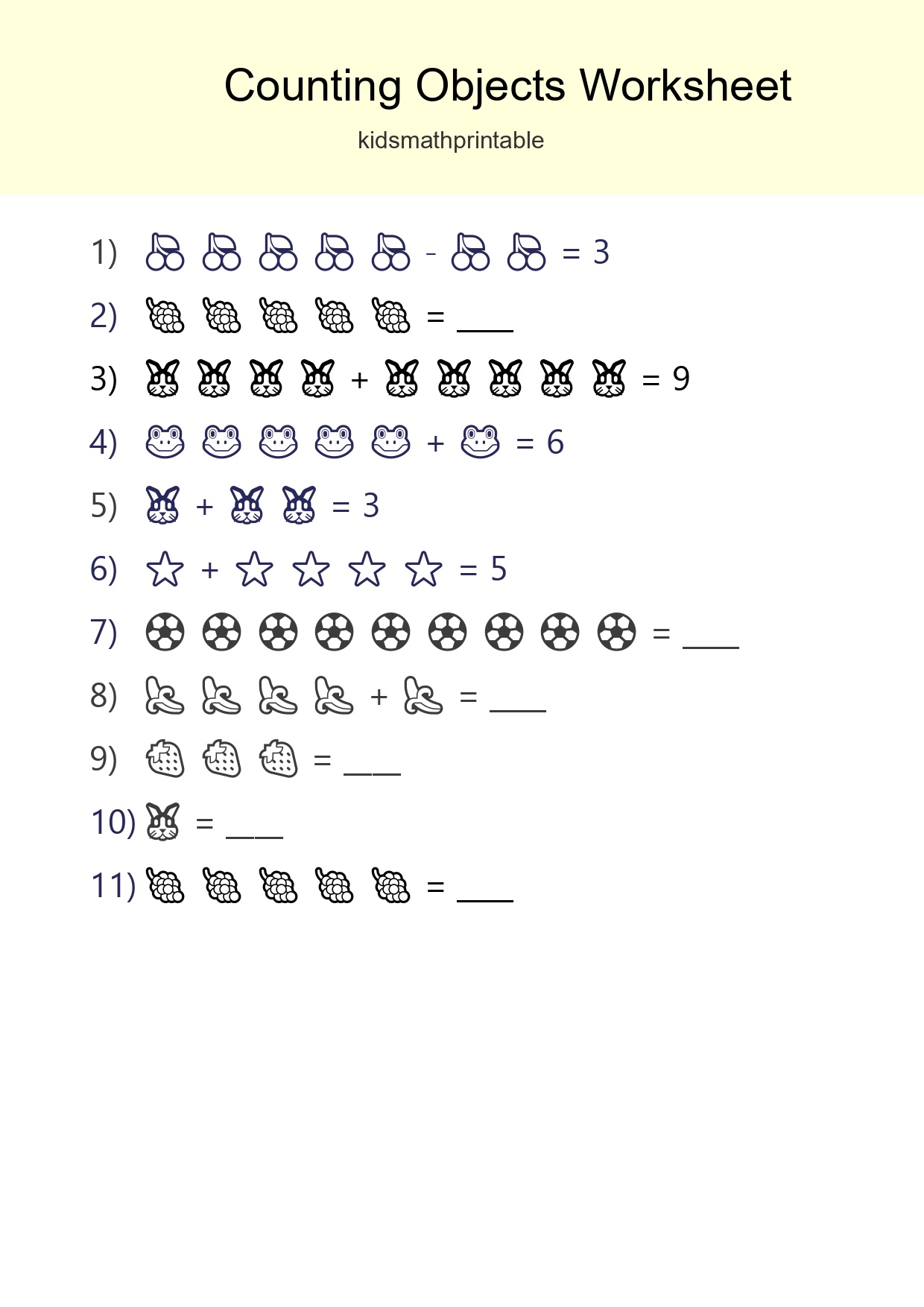 Kindergarten Count The Objects Worksheet - Part 212