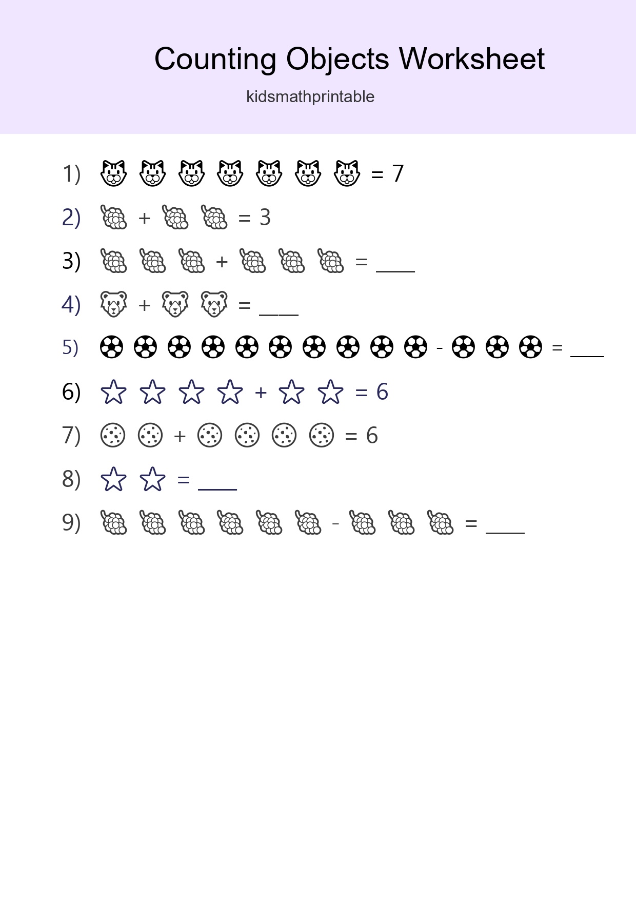 Kindergarten Count The Objects Worksheet - Part 234