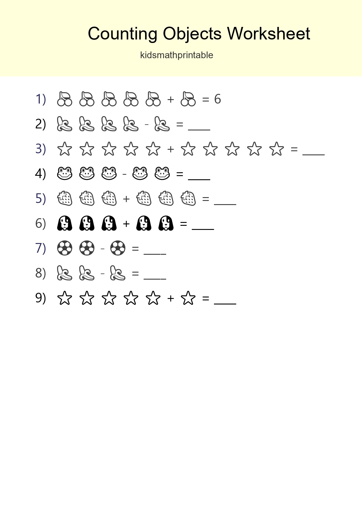Kindergarten Count The Objects Worksheet - Part 245