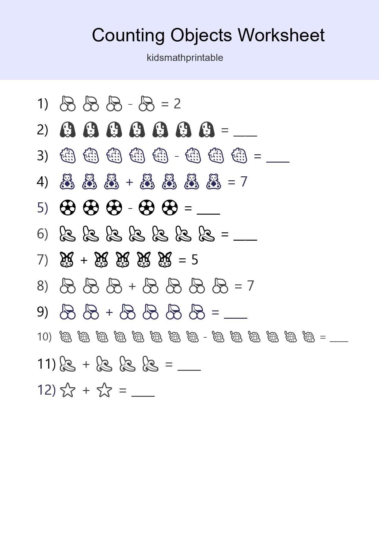 Kindergarten Count The Objects Worksheet - Part 256