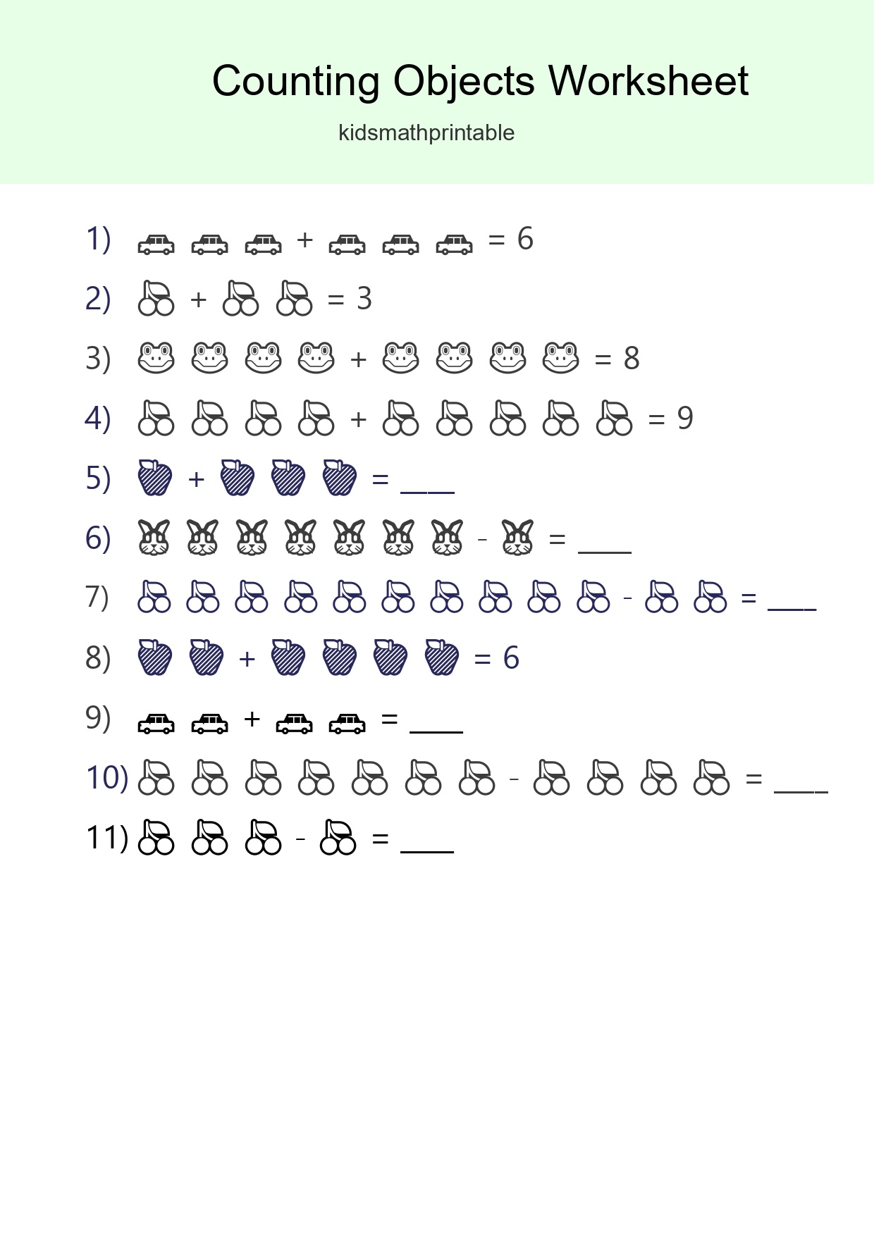 Kindergarten Count The Objects Worksheet - Part 36