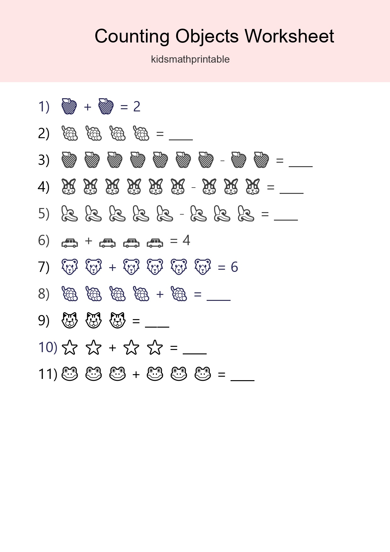 Learn Counting With Pictures Worksheet (Kindergarten) - Part 113