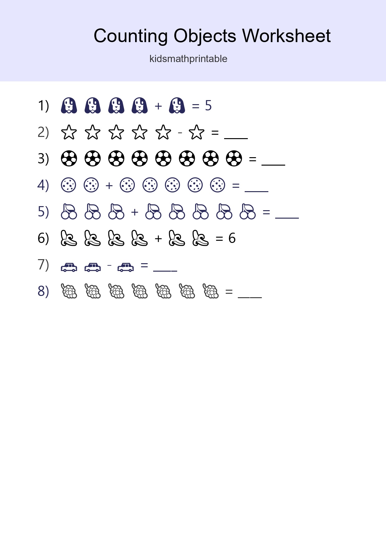 Learn Counting With Pictures Worksheet (Kindergarten) - Part 179