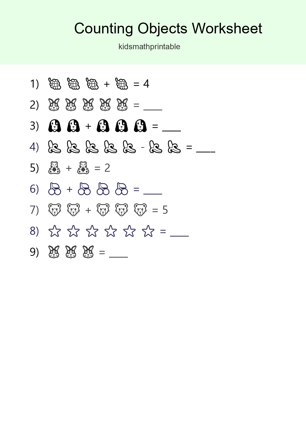 Learn Counting With Pictures Worksheet (Kindergarten) - Part 47