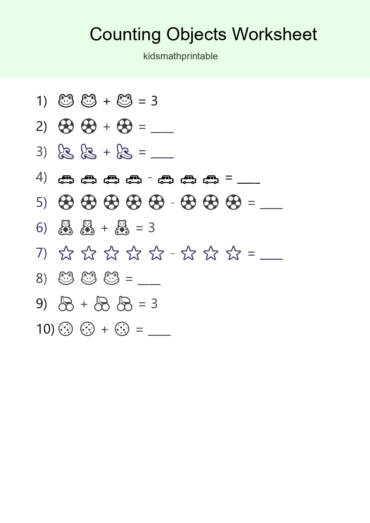 Learn Counting With Pictures Worksheet (Pre-K) - Part 3
